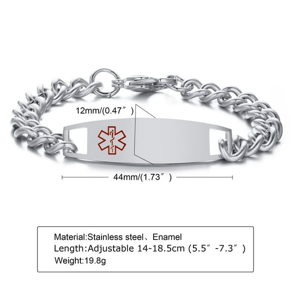 Magnetia Medical Alert Bracelets for Women Men, Engraved Diabetic Type 2