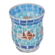 thumbnail image 5 of Portavelas de mosaico de estilo europeo, candelabro de cristal azul hecho a mano para restaurante y Bar, 5 of 14