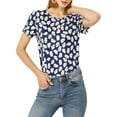 thumbnail image 2 of Unique Bargains Women's Daisy Floral Print Summer Crew Neck Short Sleeve Top, 2 of 7