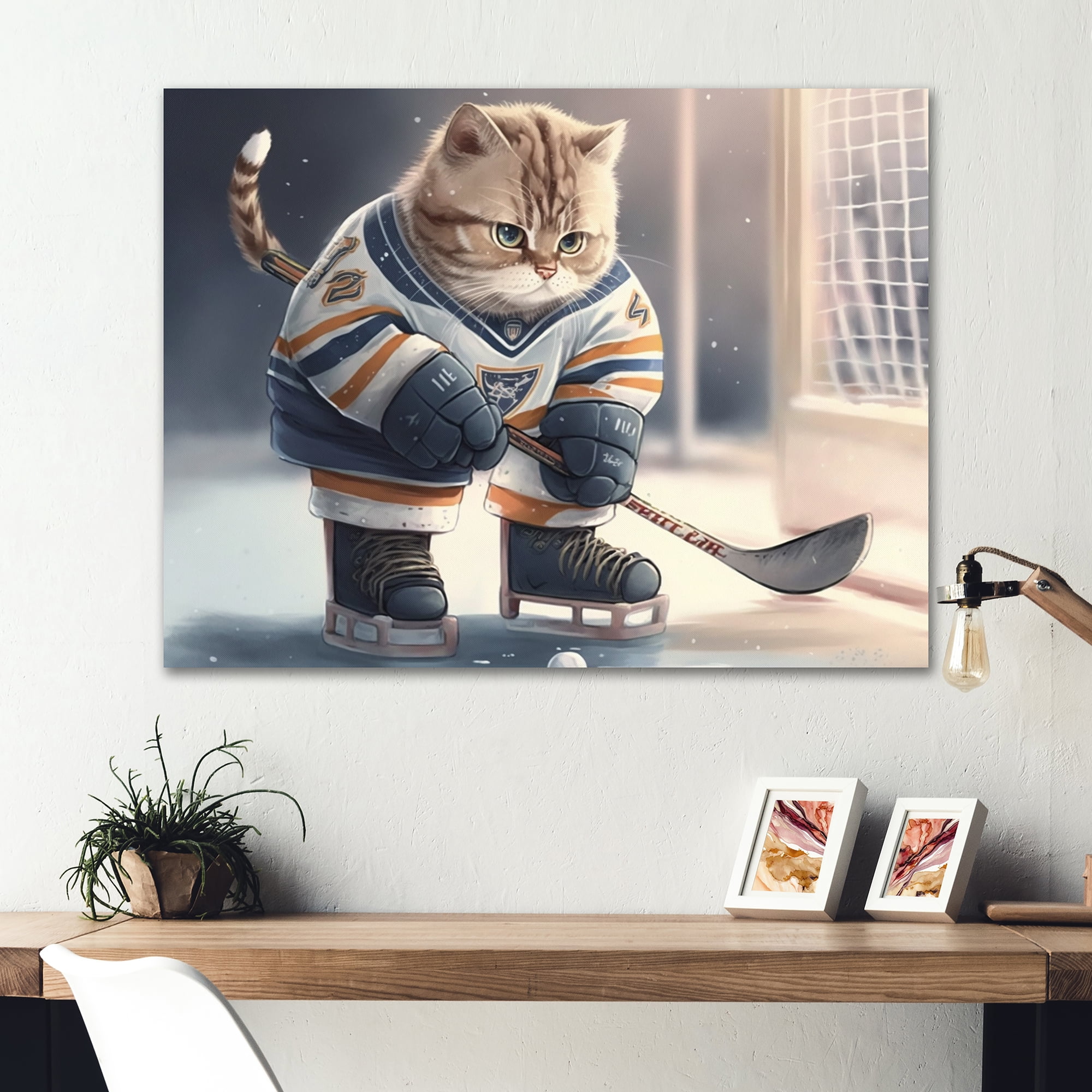 Designart Anime Hocket Cat On Ice Rink I Canvas Wall Art