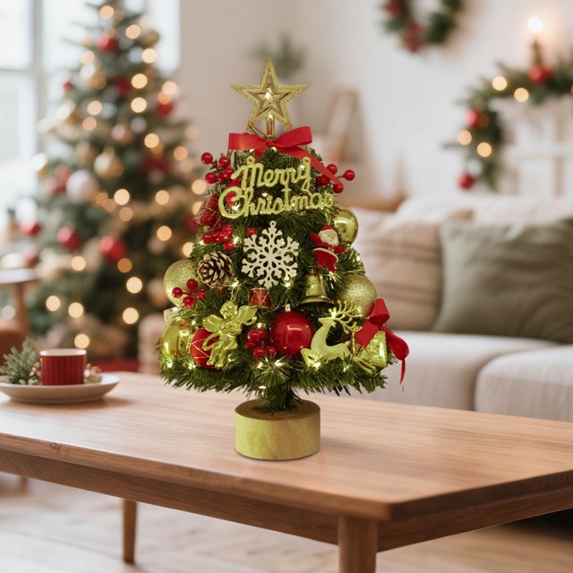 Mini Christmas Tree Desktop Decoration DIY Set, Small Tabletop Tree with Ornaments for Office Bedroom Living Room, Easy Setup Holiday Decor for Home Christmas Display and Gift Celebration