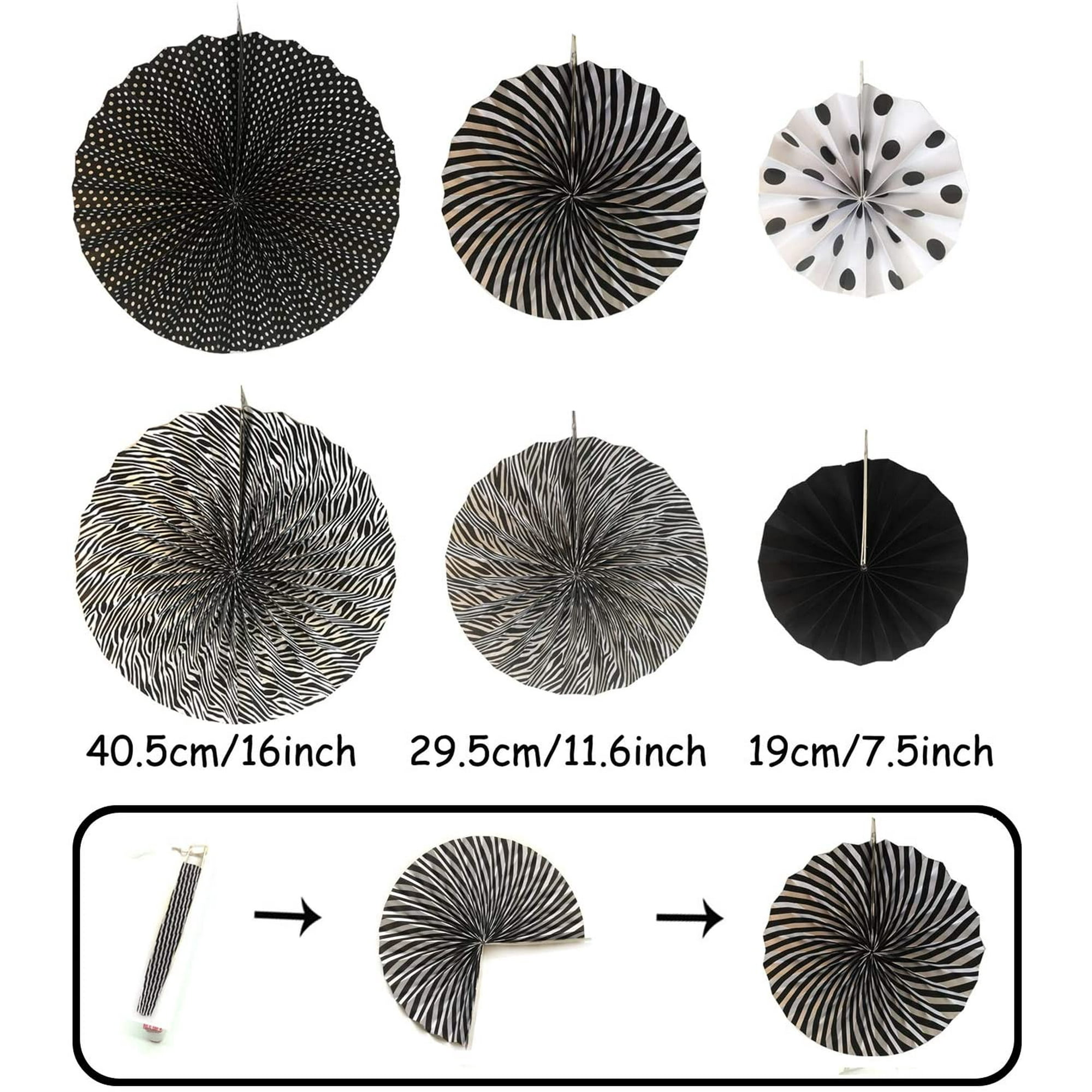 Huryfox Décoration De Fête Colorée Pour Les Fêtes Les Anniversaires Et Les Carnavals - 33 Pièces Avec Des Éventails En Papier Suspendus, Des Pompons, Des Rubans En Tissu Et Des Guirlandes De