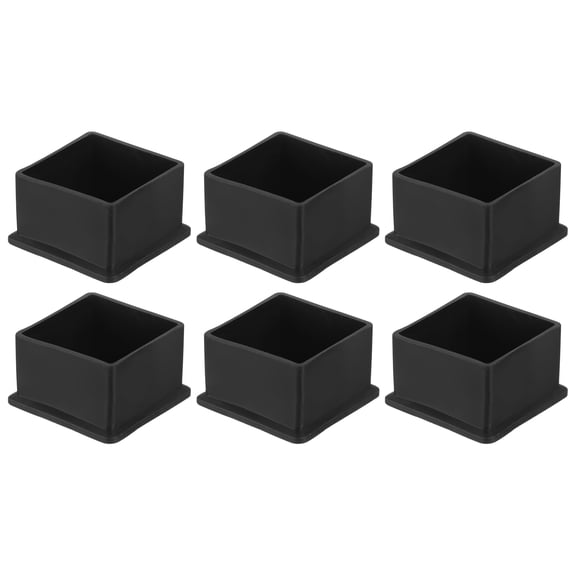 Uxcell 6Pack Square Chair Leg Caps, 45mm x 45mm OD Black Furniture Feet Pads Table Foot Cover Caps