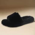 thumbnail image 1 of Zapatillas de mujer con suela antideslizante, zapatos deslizantes con forro de piel sintética, puntera abierta y peluda, 1 of 6