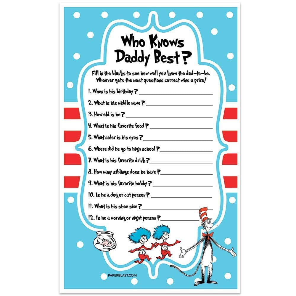 20 Pack Cat in the Hat Thing 1- Baby Shower Diaper Raffle Tickets Dr Seuss 
