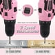 thumbnail image 4 of Juego de herramientas WORKPRO 12 V, destornillador inalámbrico rosa, 61 piezas con bolsa, 4 of 8
