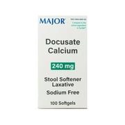 Major Docusate Calcium 240mg Stool Softener Laxative Softgels, 100 Count