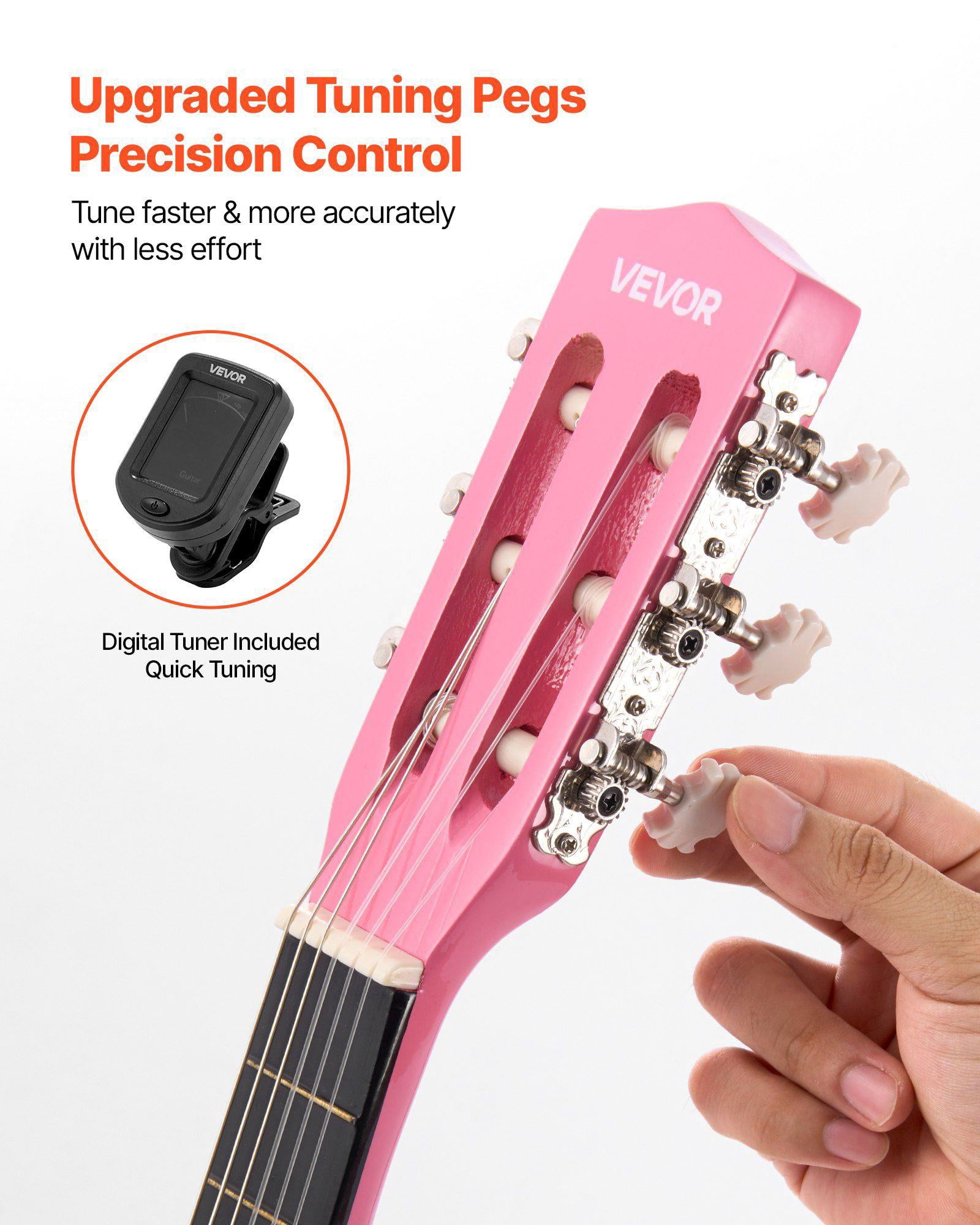 30 Inch Pink Basswood Classical Guitar Starter Kit for Beginners with Nylon Strings Gig Bag Strap Tuner Extra Strings Picks Capo for Kids Girls Boys Students