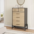 thumbnail image 3 of Memoryfield Commode à 6 Tiroirs, Commode en Bois pour Chambre et Garde-Robe, Naturel&Noir, 3 of 8