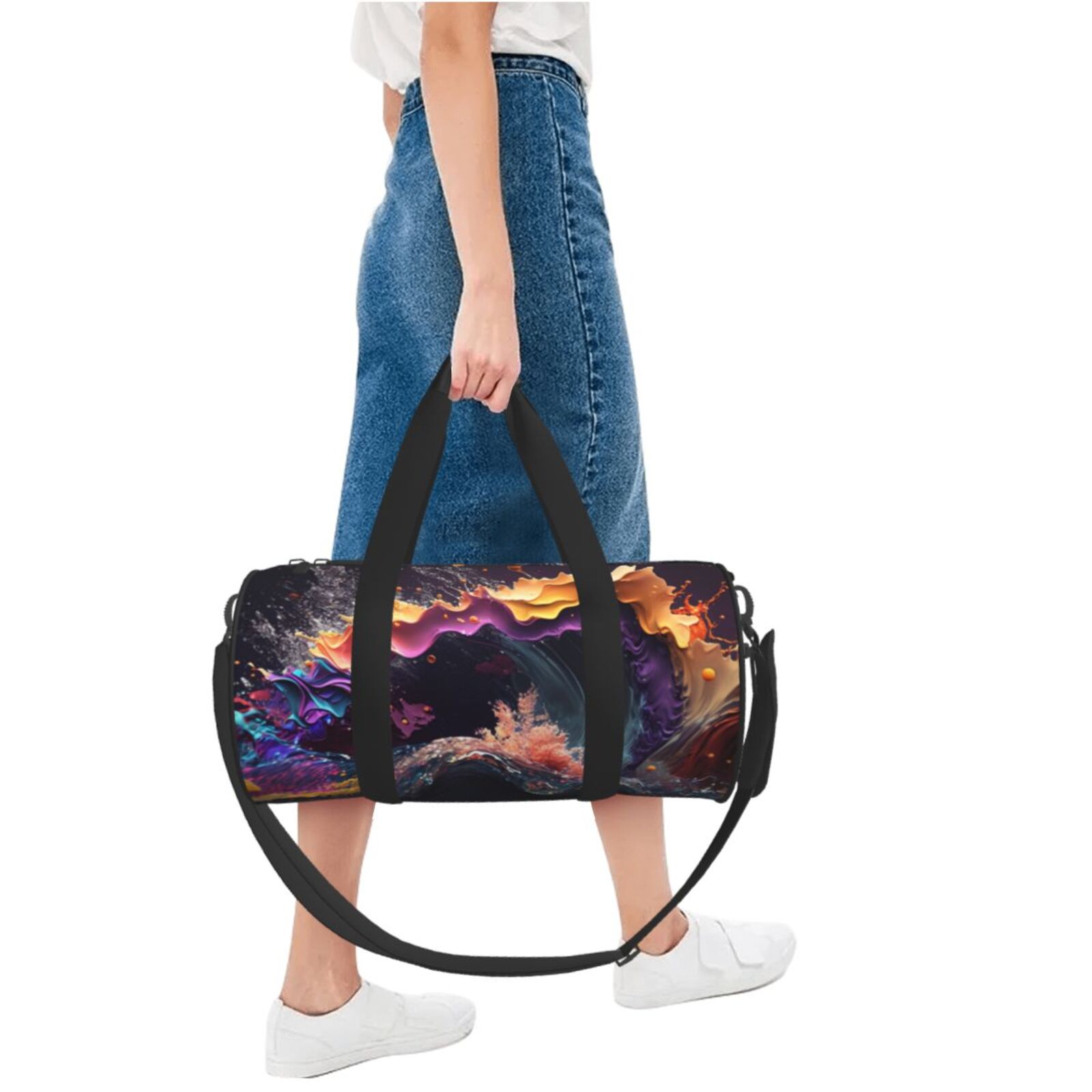 Vsdgher Explosive Fluid Splash Art 45L Foldable Duffel Bag, Sports Gym Bag,Overnight Bag, Portable Weekender Bag for Airplanes