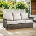 thumbnail image 3 of PARKWELL Wicker Outdoor 3 Seater Sofa,Patio Rattan Couch with Cushions Deep Seat,Beige, 3 of 11