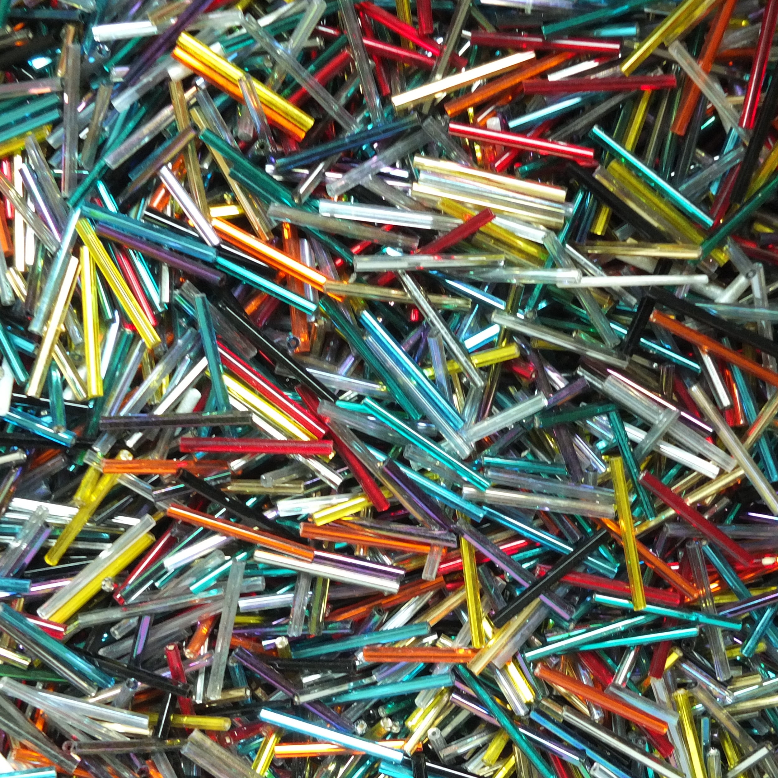 Color Mix Silver Lined, Metallics, Opaques Bugle Beads Czech Glass 25mm 1' Extra Long