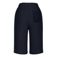 thumbnail image 5 of Pants for Women Shorts For Women Knee Length Linen Wide Leg High Waisted Beach Summer Pants Casual Short Pant Casual Work Very Soft Older Women's Suit Cropped Blue XL, 5 of 5