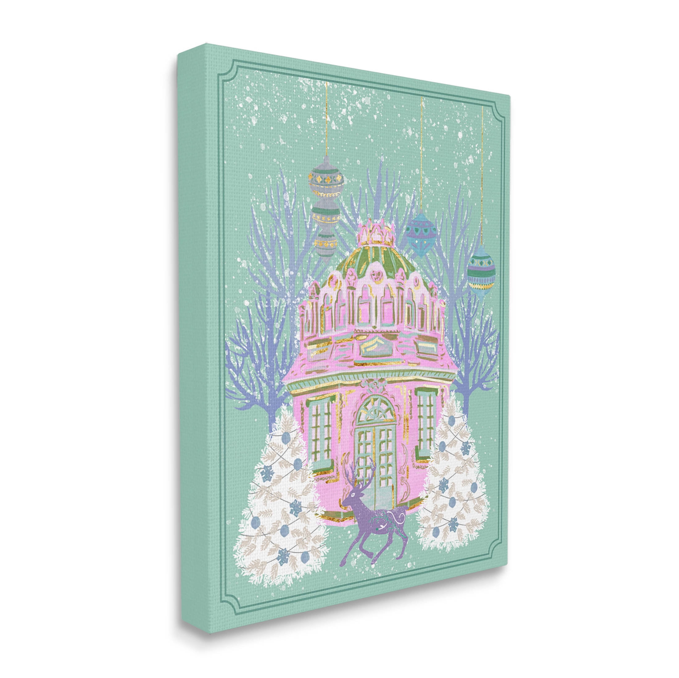 Stupell Industries Vintage Pastel Holiday Reindeer Graphic Art Gallery Wrapped Canvas Print Wall Art, Design by Melissa Wang