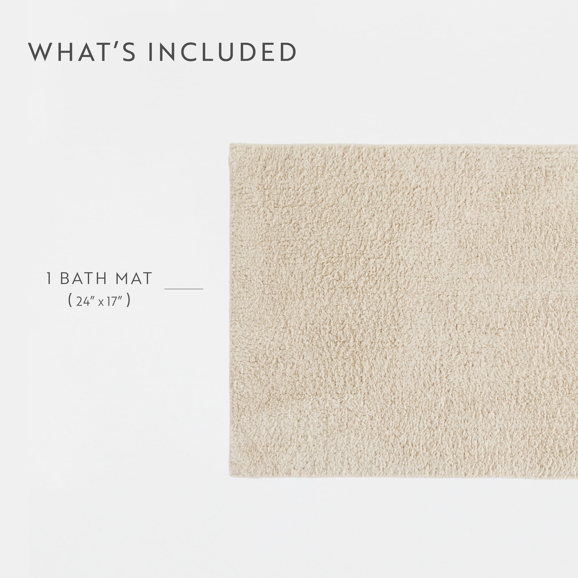 Noble Linens Reversible Cotton Bath Mat, 24 in x 17 in, Natural