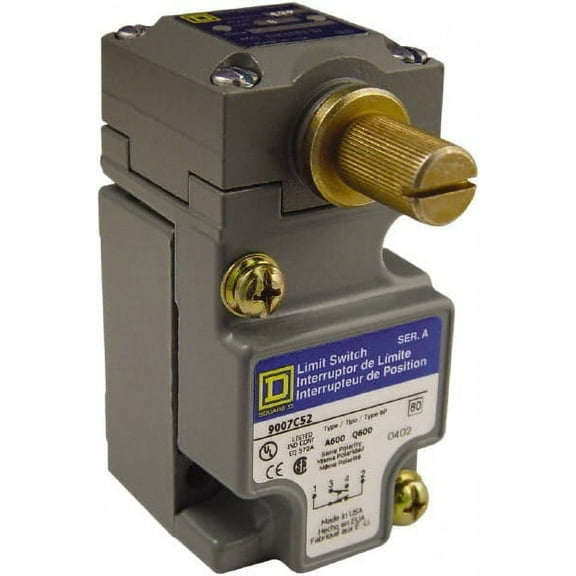 Heavy Duty Limit Switch, No Lever, Rotary, 1NC/1NO, 10A at 600V AC, Actuator Location: Side