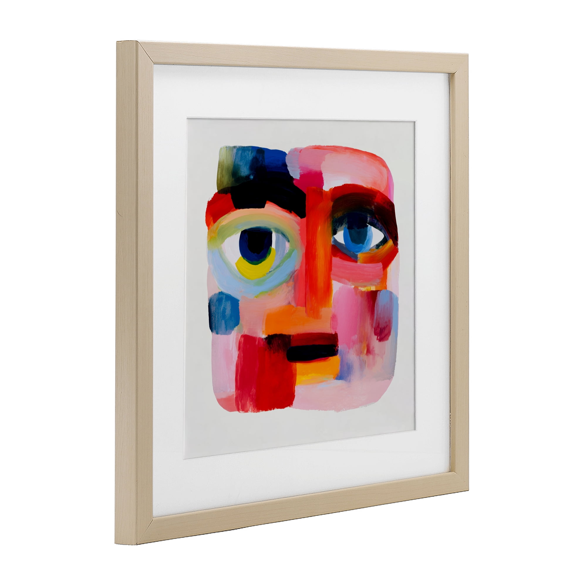 Stupell Industries Cubist Gaze in Vivids Birch Framed Print Under Glass, design by Chromatic Storm Studio