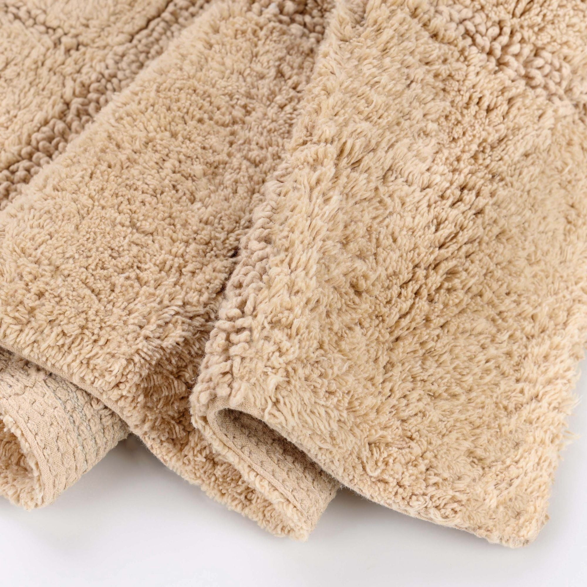 Superior Checkered Non-Slip Cotton 3-Piece Bath Rug Set with Runner, Taupe