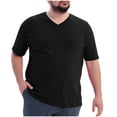thumbnail image 5 of Men's Black V-Neck Short Sleeve T-Shirt Quick Dry Athletic Workout Casual Lightweight Tee, 5 of 7