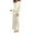 Beige, variant on Women's Autumn Winter 2-Piece Knitted Set - Hoodie Wide Leg Pants, Solid Color, Elastic Waist, One Size