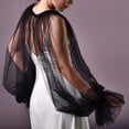 thumbnail image 2 of Vjnyvs Removable Ruffled Puffy Tulle Long Sleeve Bridal Wrap Cape Detachable Peplum Shrug for Wedding Evening Embellished Soft Mesh Bolero, 2 of 7