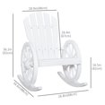 thumbnail image 3 of Outsunny Patio Wooden Adirondack Rocking Chair, Wagon Outdoor Rocker Cahir with Slatted Design and Wheel Armrests for Porch, Poolside, or Garden Lounging, White, 3 of 10
