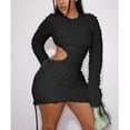 thumbnail image 4 of Bodycon Dress, Long Sleeve Hollow Out Mini Dress, Solid Color Party and Club Dress for Women, 4 of 7