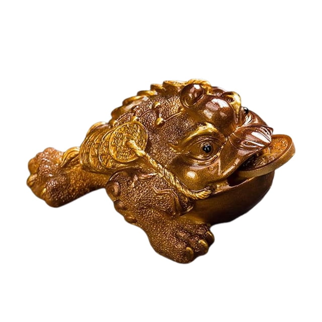 Figura de sapo que cambia de color, adornos para mascotas, manualidades de resina de la fortuna de tres patas S áurea