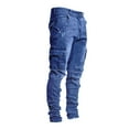 thumbnail image 3 of Luwomo Jeans for Mens Fashion Oversized Ripped Slim Fit Straight Leg High Waist Long Trousers Regular Denim Pants Dark Blue,L, 3 of 5