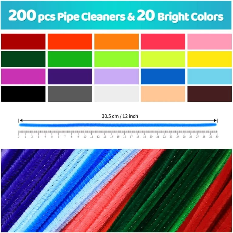  2000 Pcs Pipe Cleaners Chenille Stems Assorted 20 Colors  Rainbow DIY Art Craft Supplies Chenille Pipe for Crafts Sticks Crafts  Project Decorations, 6 mm x 12 Inch : Arts, Crafts & Sewing