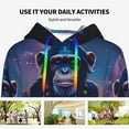 thumbnail image 4 of Wukai Starry Sky Meditating Chimpanzees Print Womens Hoodies Fleece Sweatshirts Long Sleeve Sweaters Pullover Fall Outfits Winter Clothes-Small, 4 of 7