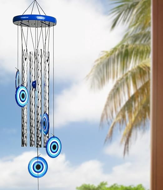 Colorful 6 Pipe Wind Chimes Positive Energy for Wall Hanging, Home Décor, Living Room, Balcony & Garden Indoor and Outdoor Use Peaceful Soothing Sound Housewarming Gift 38 Inch