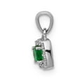 thumbnail image 2 of 14K White Gold Charm Pendant Emerald Round Green Diamond, 2 of 4