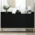 thumbnail image 2 of Modern Dining Sideboard With Plentiful Storage - Black Cabinet Spacious Appealing Gold Details, 2 of 6