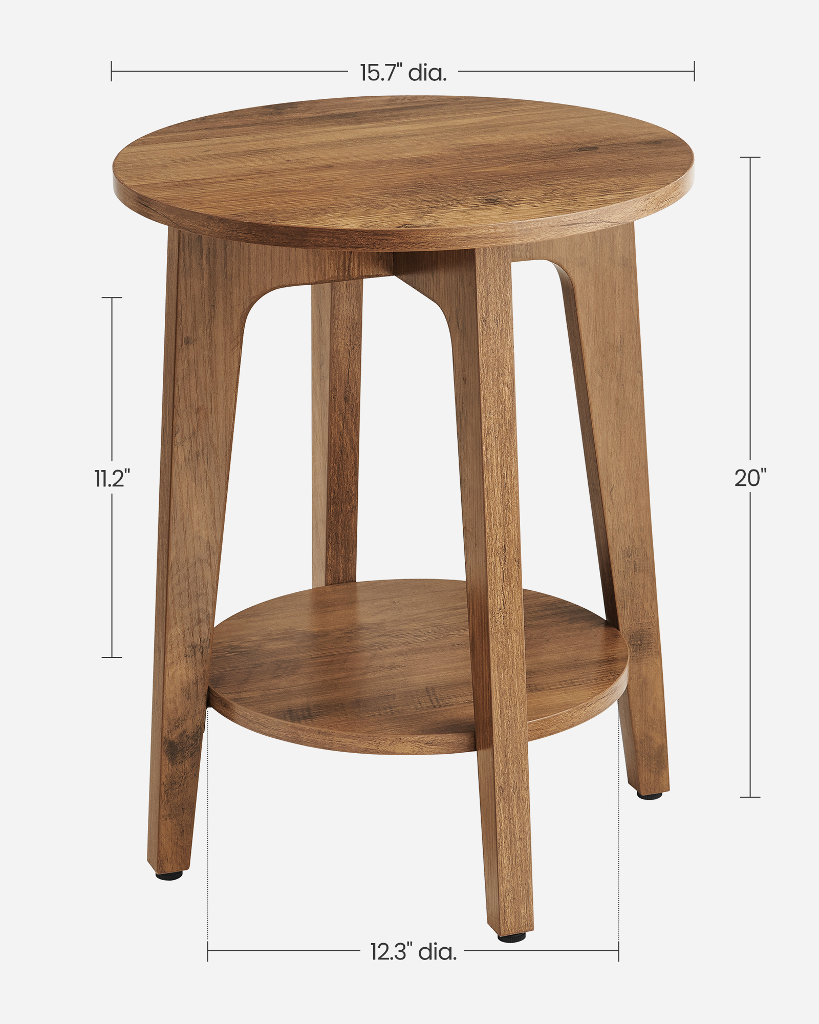 VASAGLE 2-Tier Round Side Table, Honey Brown photo 2