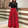 thumbnail image 2 of gakvbuo Plus Size Maxi Dress For Women Long Sleeve Fall Dress Es Casual Color Block Crew Neck Patchwork Long Dress Es, 2 of 7