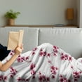 thumbnail image 3 of East Soft Flannel Fleece Throw Blanket, Watercolors Petal Flower Oriental Native Floral Pattern with Twigs, Cozy Plush for Indoor and Outdoor Use, 70" x 90", Fuchsia White, by Ambesonne, 3 of 5