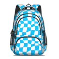 thumbnail image 2 of Cyan and White Wavy Checkered Pattern Backpack for School, Cute School Bag with Adjustable Shoulder Straps and Padded Back, 16.9"x12.6"x5.9", 2 of 5