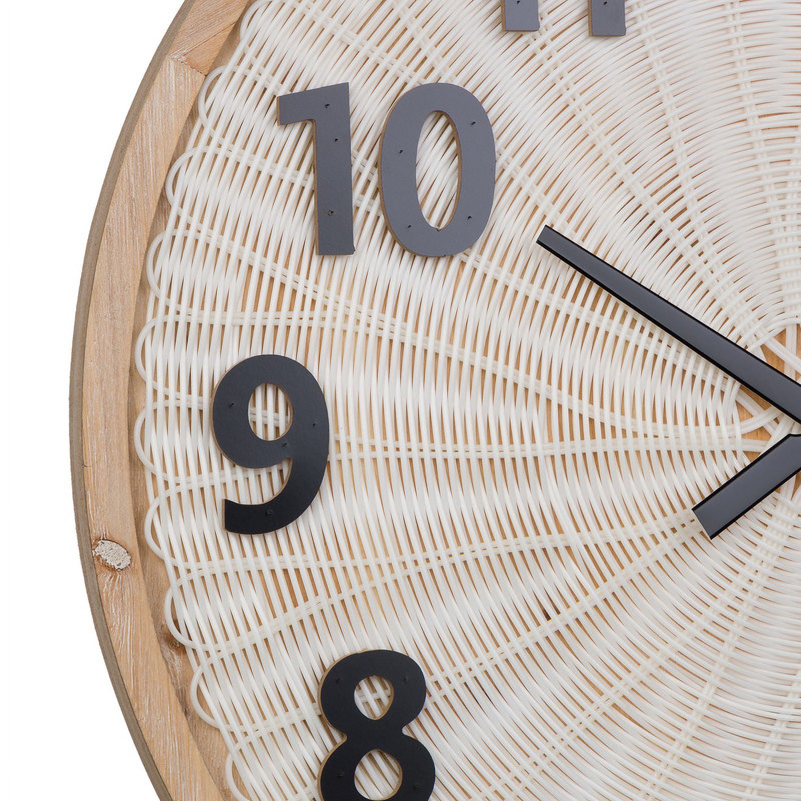 Luciana White Woven Rattan Round Wall Clock