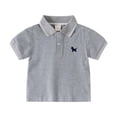 thumbnail image 3 of CUZIBR Boy Polo T Shirt Button Color Block Camo Short Sleeve School Uniform Tee Shirts For Boys Girls Breathable Dailywear For Toddler,Grey,9-10 Years, 3 of 3