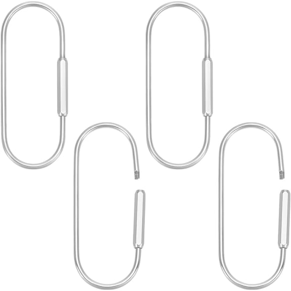 4Pcs 89mm Oval Screw Locking Carabiner Lock Charms Stainless Steel Key Clasps Metal Keychain Clip Hook Quick Link