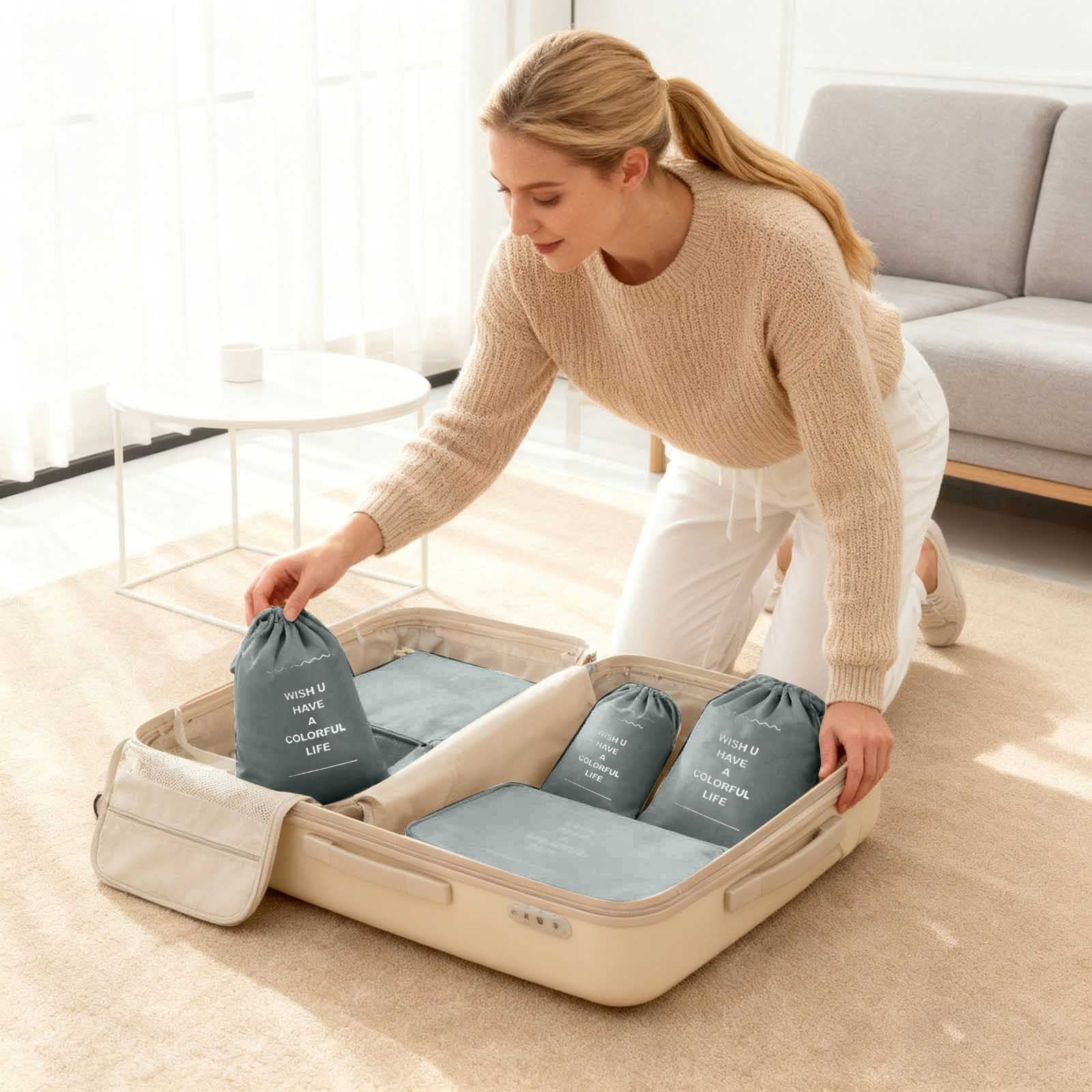 ZZERHUOO Packing Cubes For Travel 10Pcs Travel Cubes Set Foldable Suitcase Organizer Lightweight Luggage Storage Bag Better And Gardens Comforter Organizer Large Cloth Storage under The Bed Storage