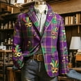 thumbnail image 6 of Ceisia Men's Carnival Print Corduroy Blazer Jacket Single Breasted Pocket Casual Party Dress Coat Multicolor L Gifts, 6 of 9