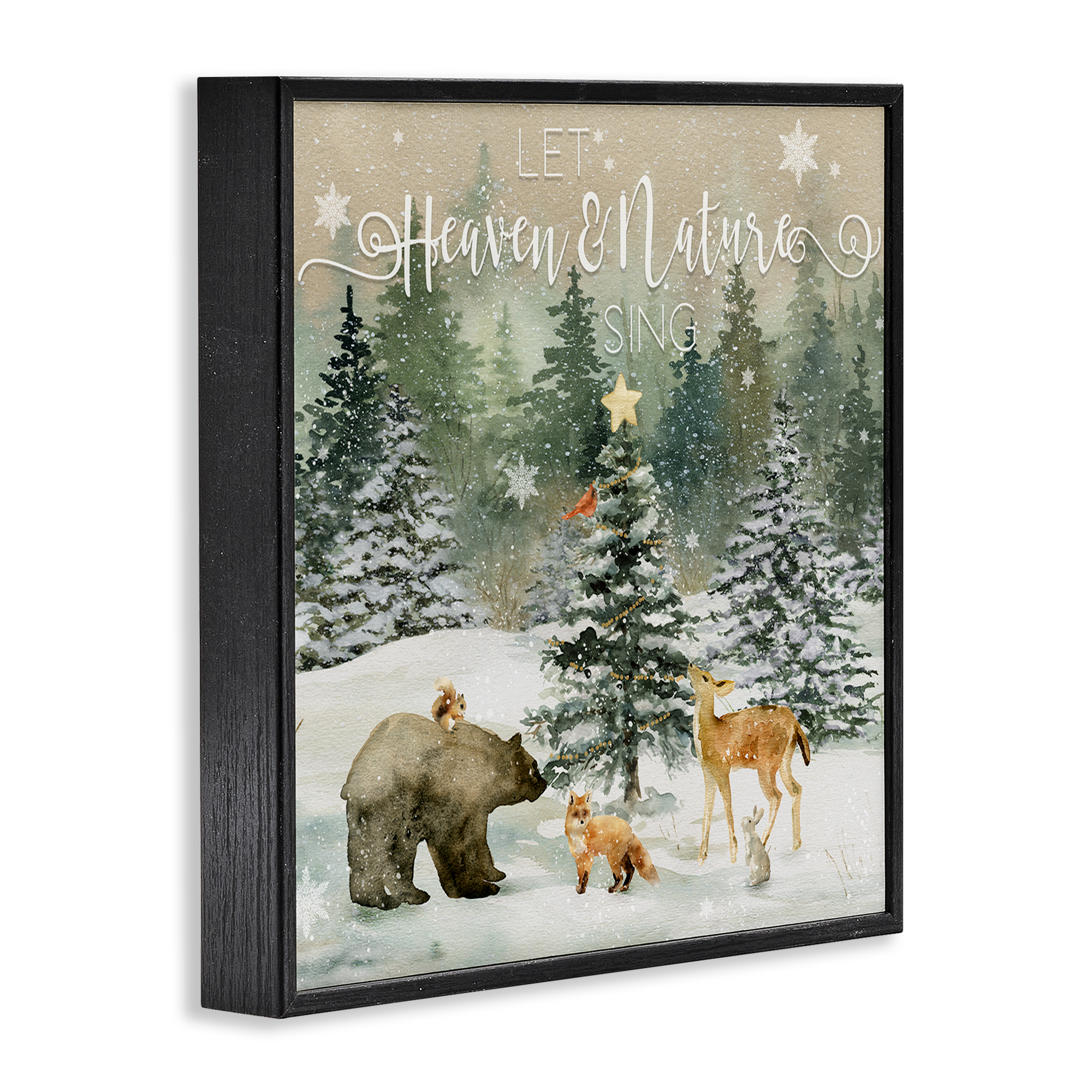 Stupell Industries Inspiring Woodland Animals Landscape Painting Black Framed Art Prints Wall Art, 24 x 24