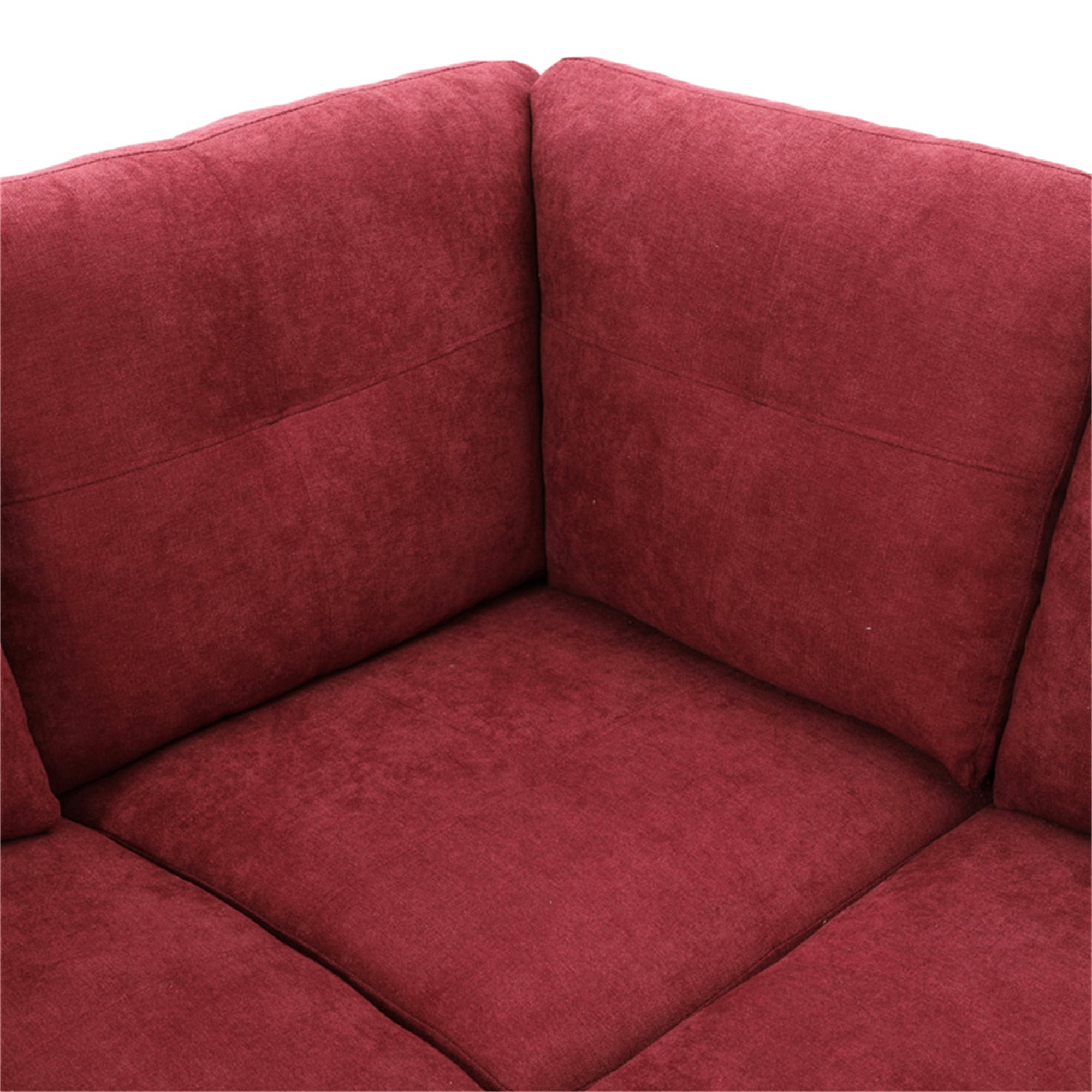 Aukfa Sectional Sofa, Living Room Couch with Storage Ottoman, Left Facing Chaise, Flannel, Red