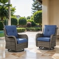 thumbnail image 3 of POCASSY Wicker Rocking Chair Swivel Chairs - 2 Piece Oversized Rocker Patio Accent Chairs Set Rattan Rocking Chair for Outdoor Porch Deck Garden Backyard (Gray/Blue), 3 of 9