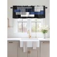 thumbnail image 2 of Valances for Windows Blue Black Rod Pocket Cafe Window Treatments Valance Curtains for Kitchen Bathroom Laundry Basement Windows 54"x18", 2 of 9