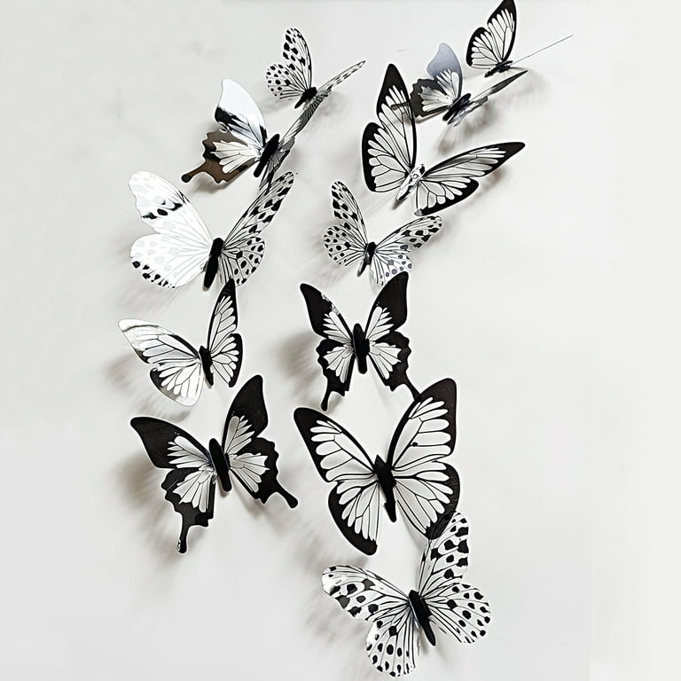 24pcs 3D Butterfly DIY Wall Sticker with Art Decals Sticker for Decoration - Black