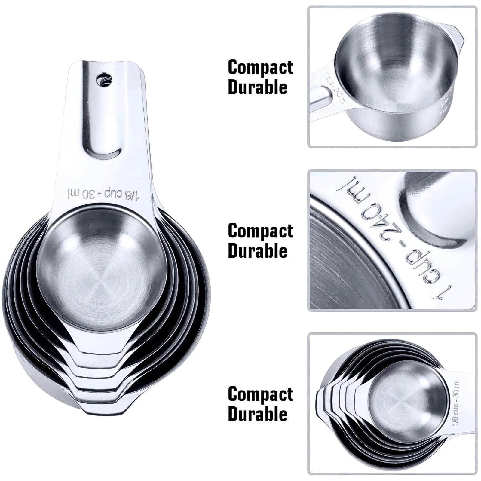 Stainless Steel Measuring Cups and Spoons Set: 7 Cup and 7 Spoon Metal Measure  Sets of 16 Piece for Dry & Liquid Measurement – Kitchen Gadgets & Utensils  for Cooking Food 