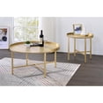 thumbnail image 2 of ACME Mithea Table Basse Ronde en Bois avec Plateau en Chêne et Or, 2 of 7